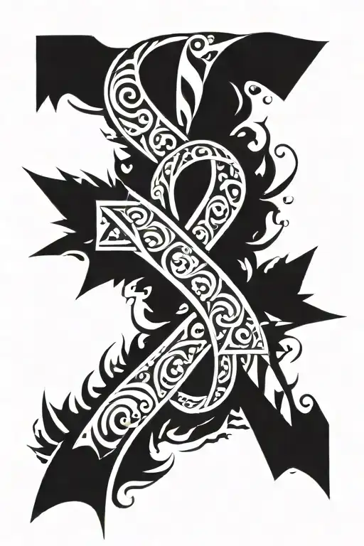 cancer ribbon about cross tattoo design idea
