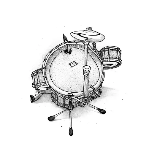 Drum set with nude tattoo design idea