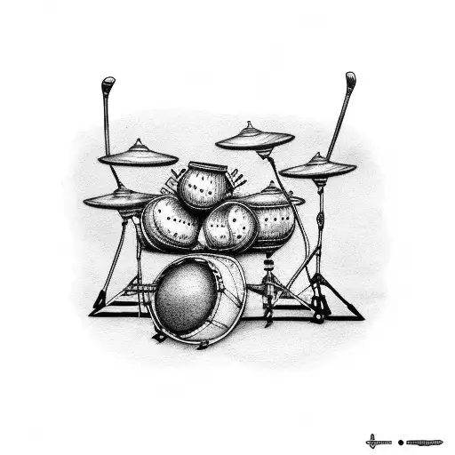 Drum set with nude tattoo design idea