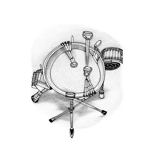 Drum set with intricate patterns tattoo design idea