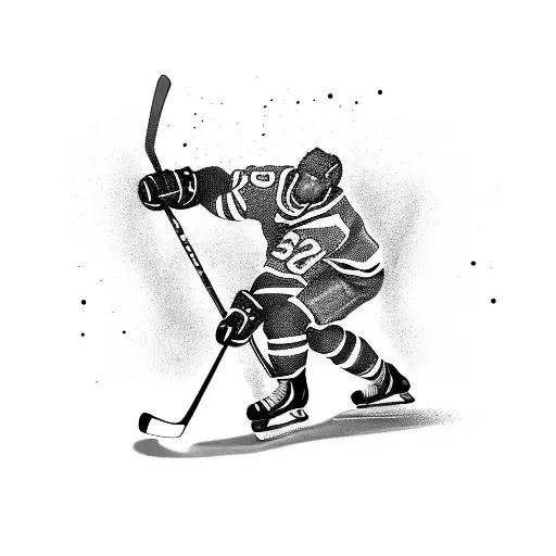 Hockey player scoring a goal tattoo design idea