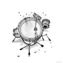 Drum set with nude tattoo design idea