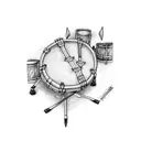 Drum set with nude tattoo design idea