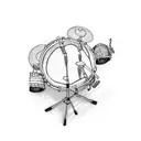 Drum set with nude tattoo design idea