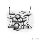 Drum set with nude tattoo design idea