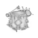 Drum set with nude tattoo design idea