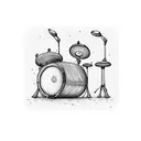Drum set with nude tattoo design idea