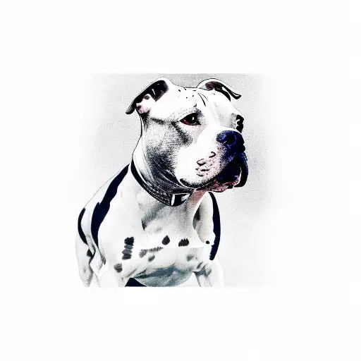 pitbull, spot over one eye, grey and white dog,  tattoo design idea
