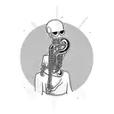 A futuristic cyborg playing a saxophone tattoo design idea