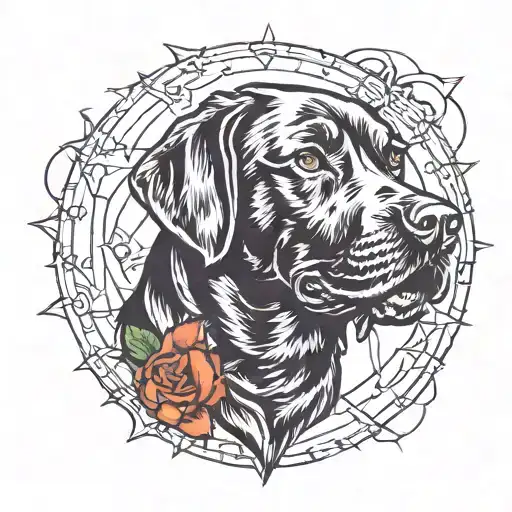 tactical black Labrador tattoo design idea
