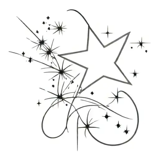 Fireworks and Star  tattoo design idea