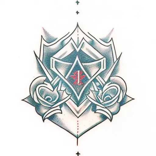 dagger throug 2 hearts tattoo design idea