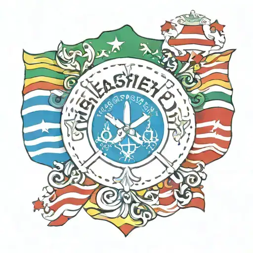Fusion Lauburu basque and triskèle Breton flag hanging tattoo design idea