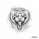 tigger and snake figth fire tattoo design idea