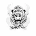 tigger and snake figth fire tattoo design idea