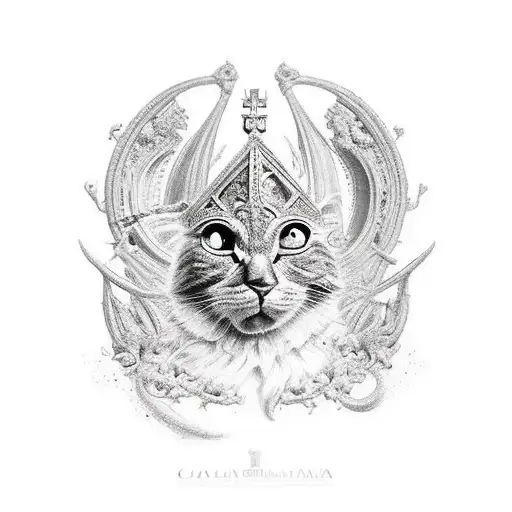 A Virgem Velada de Giovanni Strazza, Catedral de Notre Damme de Paris em chamas, arcanjos nas nuvens  tattoo design idea