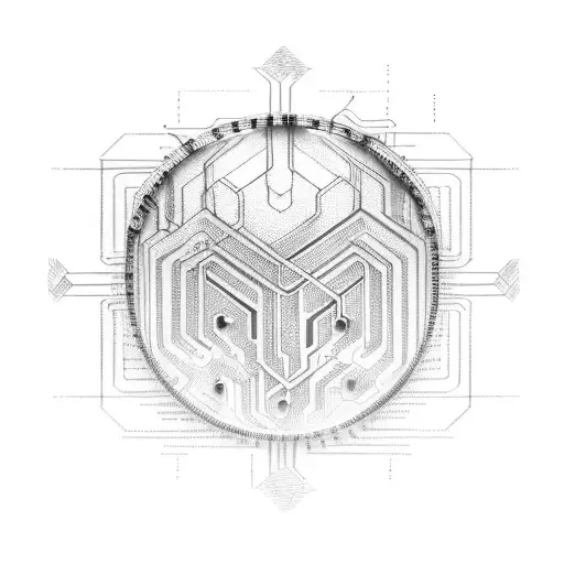 circuitry linked with identity tattoo design idea