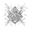circuitry linked with identity tattoo design idea