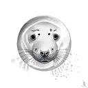 swimming seal with a ball tattoo design idea