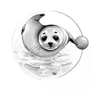 swimming seal with a ball tattoo design idea