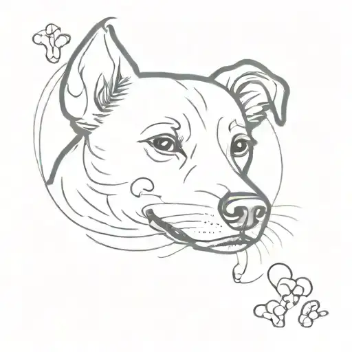 memorial tattoo for dog with heartbeat, paw prints, and Eva Sue tattoo design idea