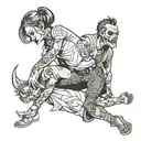 girl curbstomping guy tattoo design idea