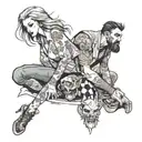 girl curbstomping guy tattoo design idea