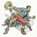 girl curbstomping guy tattoo design idea