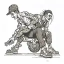 girl curbstomping guy tattoo design idea