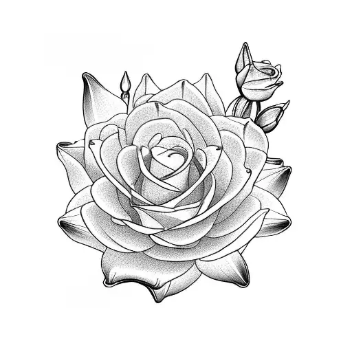 A cross intertwined with roses, lilies, and water lilies representing the birth flowers of June, May, and July respectively tattoo design idea