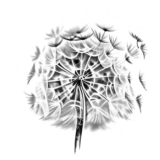 dandelion memorial name in stem tattoo design idea