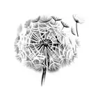 dandelion memorial name in stem tattoo design idea