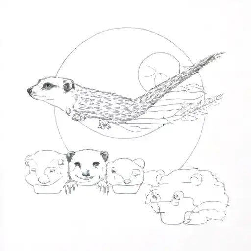 Portrait of a meerkat, giraffe, panda, frog tattoo design idea