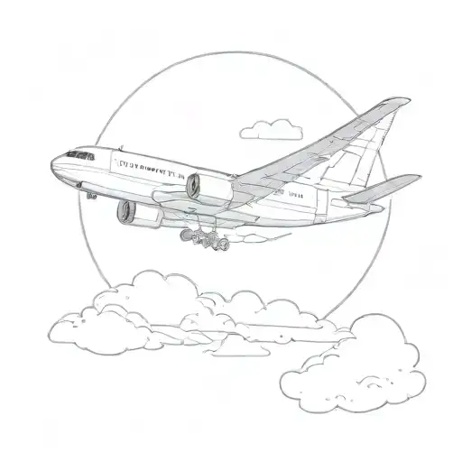 Boac plane flying in the sky with clouds in the background tattoo design idea