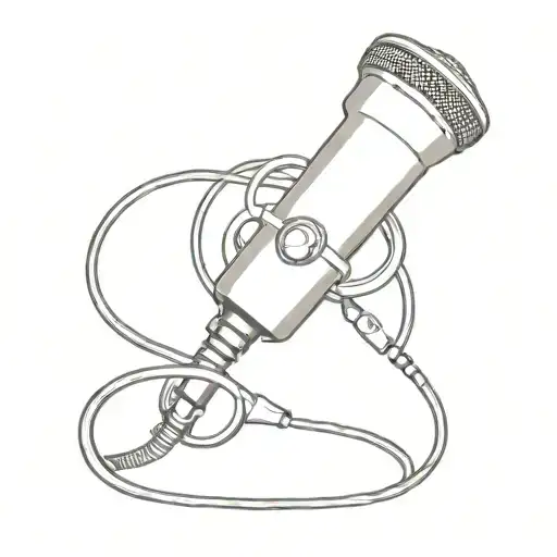 A microphone intertwined with a stethoscope symbolizing the client's love for singing and medical profession tattoo design idea