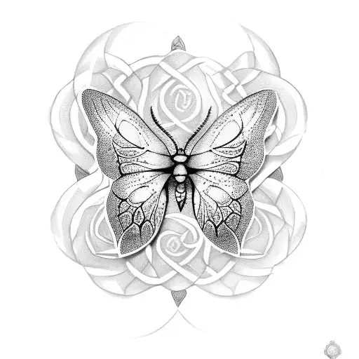 celtic rose butterfly tattoo design idea