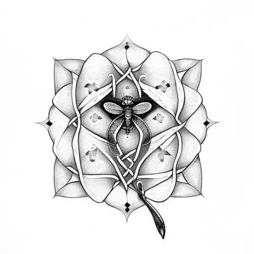 celtic rose with dragonfly tattoo design idea