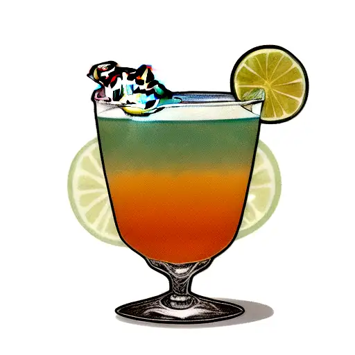 Sea Turtle drinking a margarita tattoo design idea