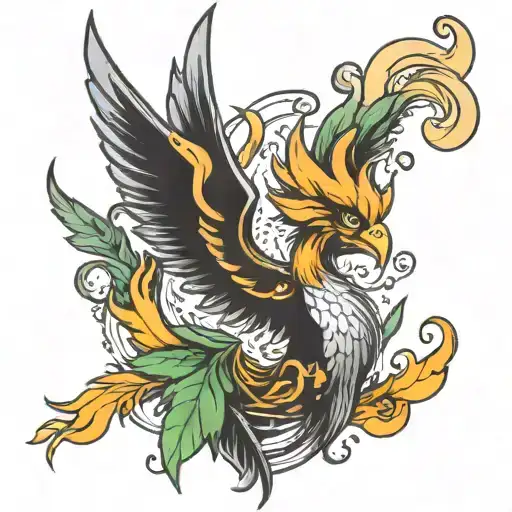 phoenix smoking weed tattoo design idea
