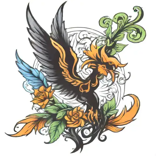 phoenix smoking weed tattoo design idea
