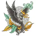 phoenix smoking weed tattoo design idea