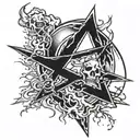 Anarchy A with lighting storm tattoo design idea
