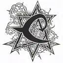 Anarchy A with lighting storm tattoo design idea