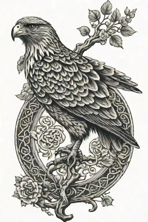 polish falcon Celtic tree of life tattoo design idea