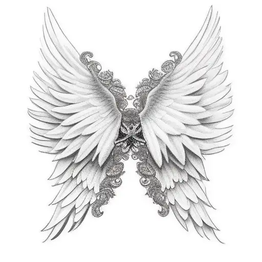 Falleen angel looking with 2 wings tattoo design idea
