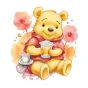 Winnie the Pooh with a cup of tea  tattoo design idea