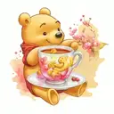 Winnie the Pooh with a cup of tea  tattoo design idea
