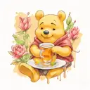 Winnie the Pooh with a cup of tea  tattoo design idea