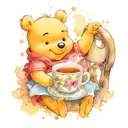 Winnie the Pooh with a cup of tea  tattoo design idea