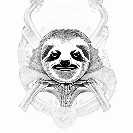 sloth skeleton tattoo design idea